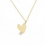 Heart Pendant with Zircon, Yellow Gold-Plated - image-0